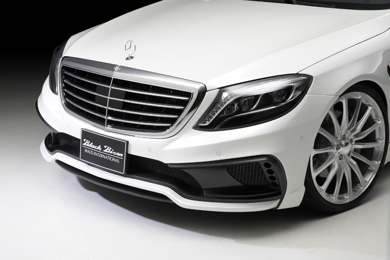 Mercedes-Benz S-Class W222 WALD front bumper spoiler detail with LED lamp and mesh