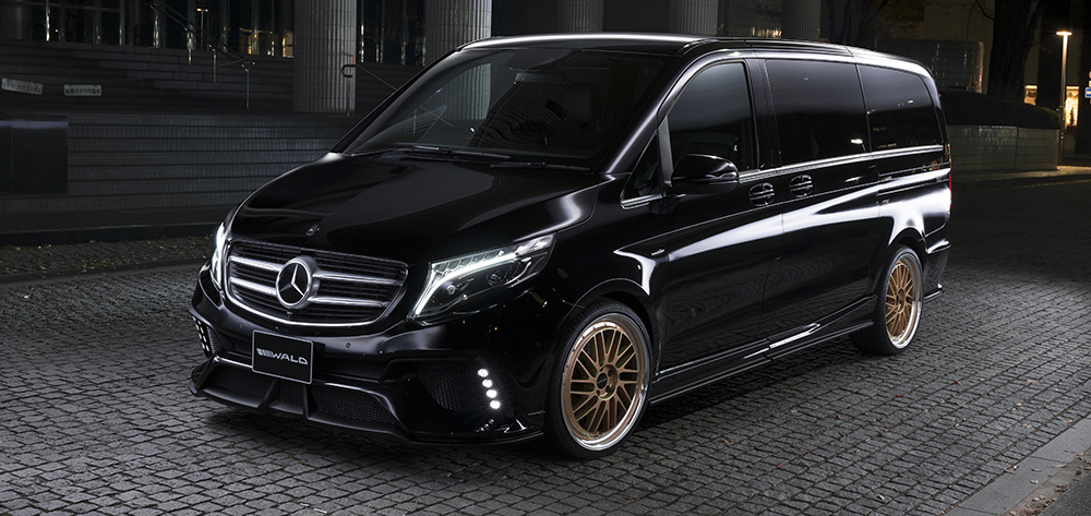 WALD Mercedes-Benz V-Class W447 Black Bison Edition at night on bronze WALD wheels