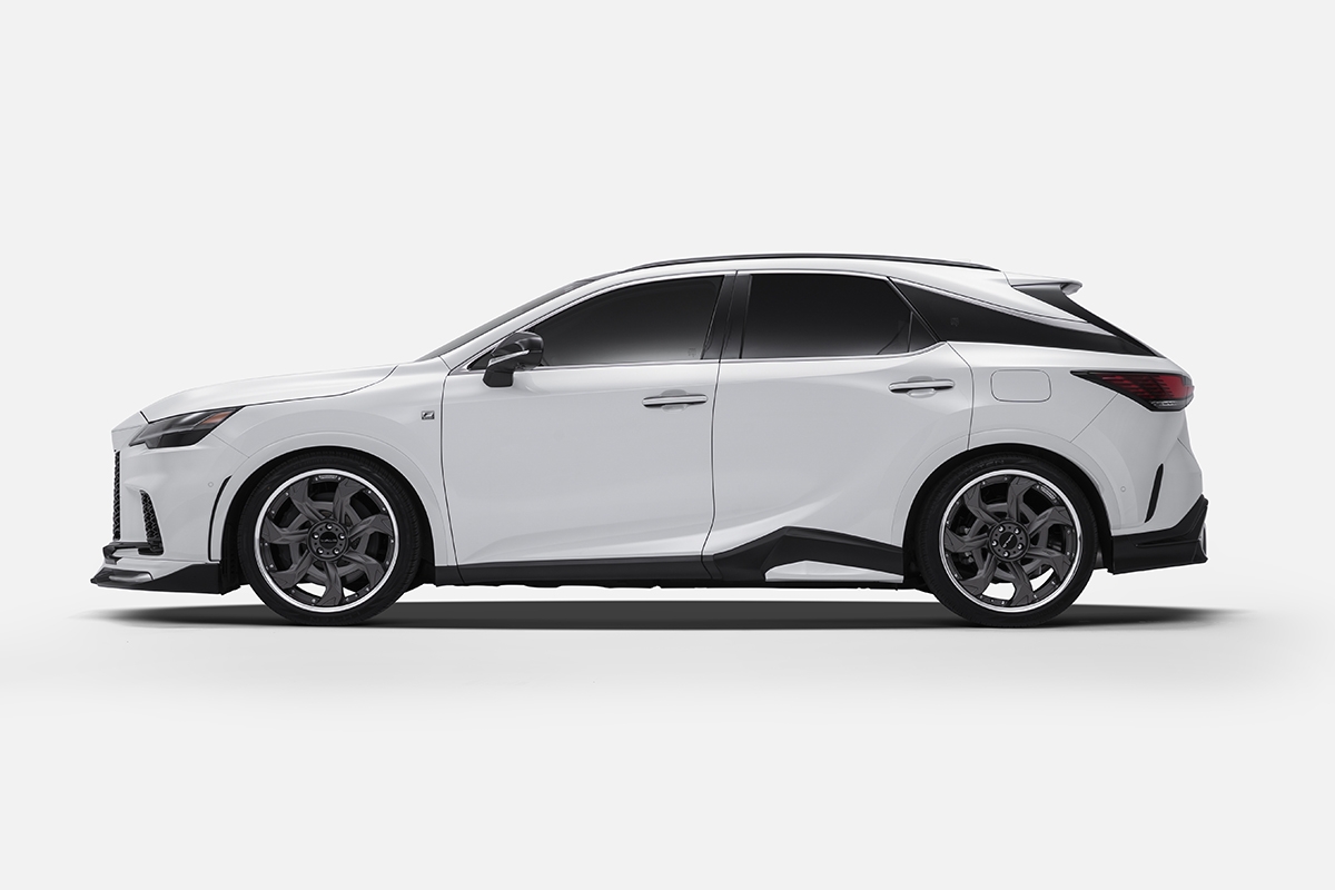 WALD Lexus RX Sports Line side profile — white Lexus RX350 TALA15 studio view on WALD wheels