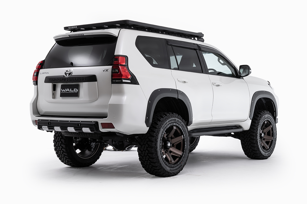 WALD Desert Line Toyota Land Cruiser Prado rear three-quarter studio view with rear bumper garnish