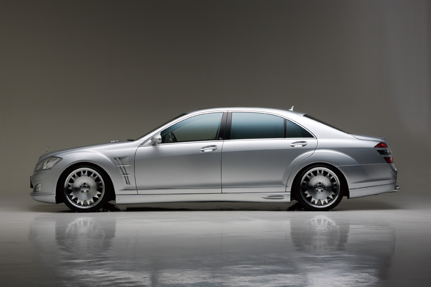 Mercedes-Benz S-Class W221 WALD Executive Line full side profile with lowered stance and WALD wheels