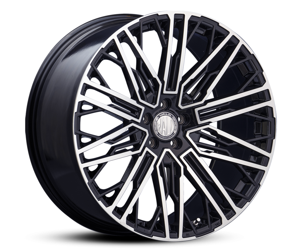 WALD Genuine Line BM001 22 inch forged wheel in Black Polish finish with WALD International centre cap