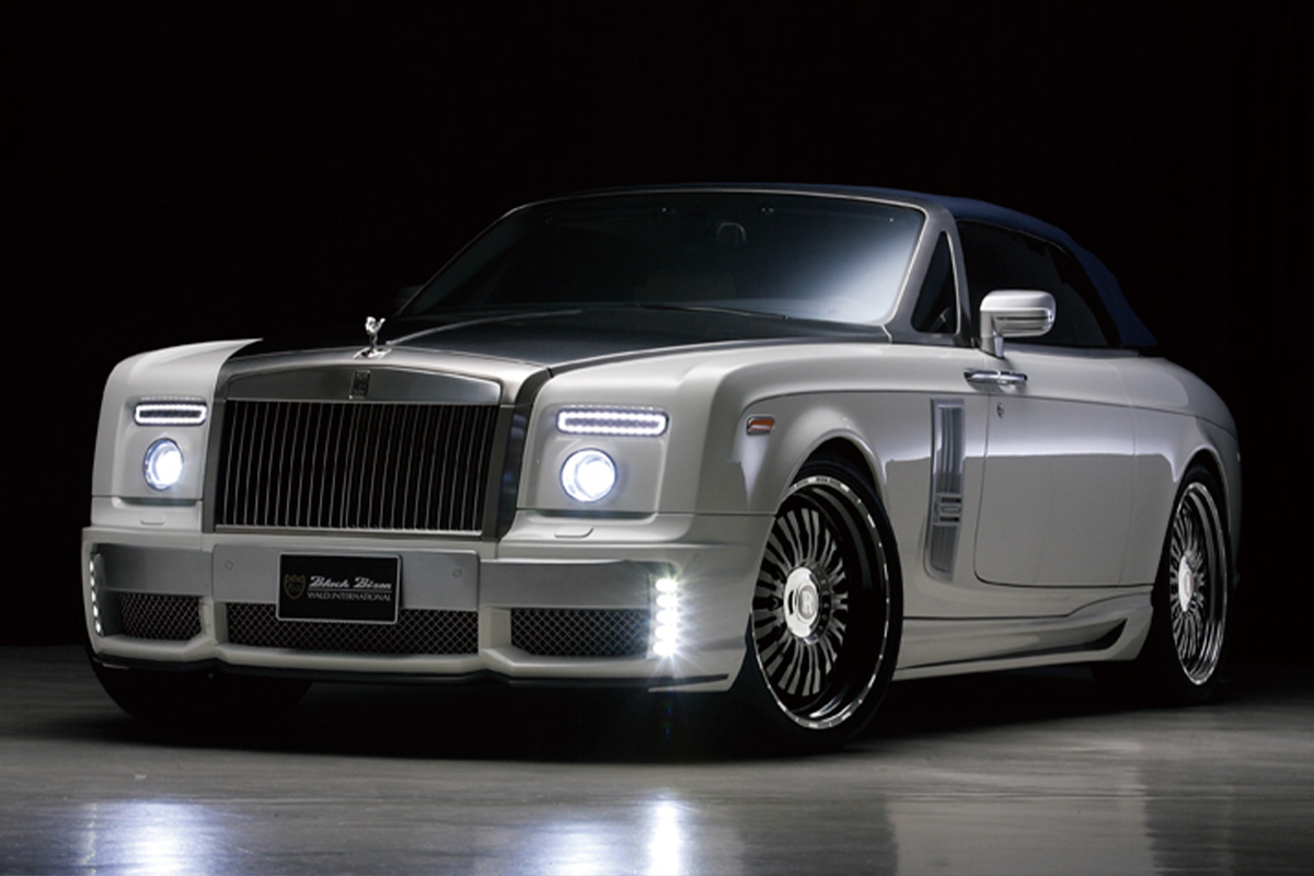 Silver Rolls-Royce Phantom Drophead Coupe WALD Black Bison on RENOVATIO 1 RR forged wheels