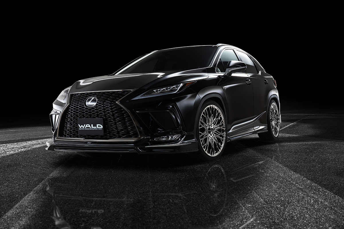 WALD Sports Line Lexus RX300 F SPORT AGL20W body kit — black Lexus RX300 front three-quarter studio view with WALD front spoiler