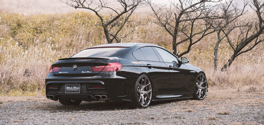 WALD BMW 6 Series Gran Coupe body kit rear three-quarter location view with WALD boot spoiler