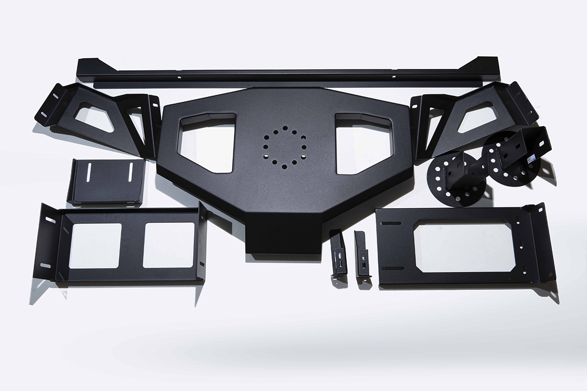 WALD Black Bison spare tyre hanger and mounting brackets for the Toyota Hilux GUN125