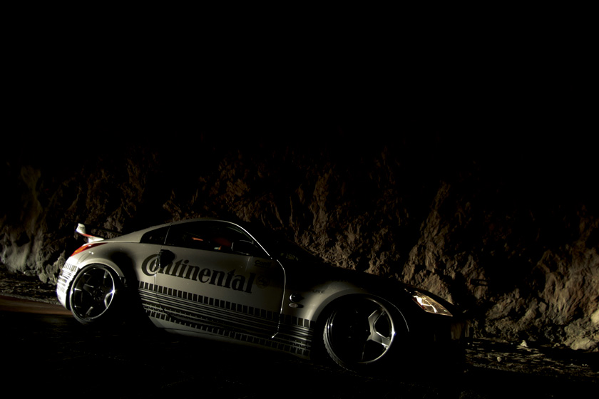 WALD Nissan Fairlady Z Z33 — low-light side profile of the WALD Executive Line conversion