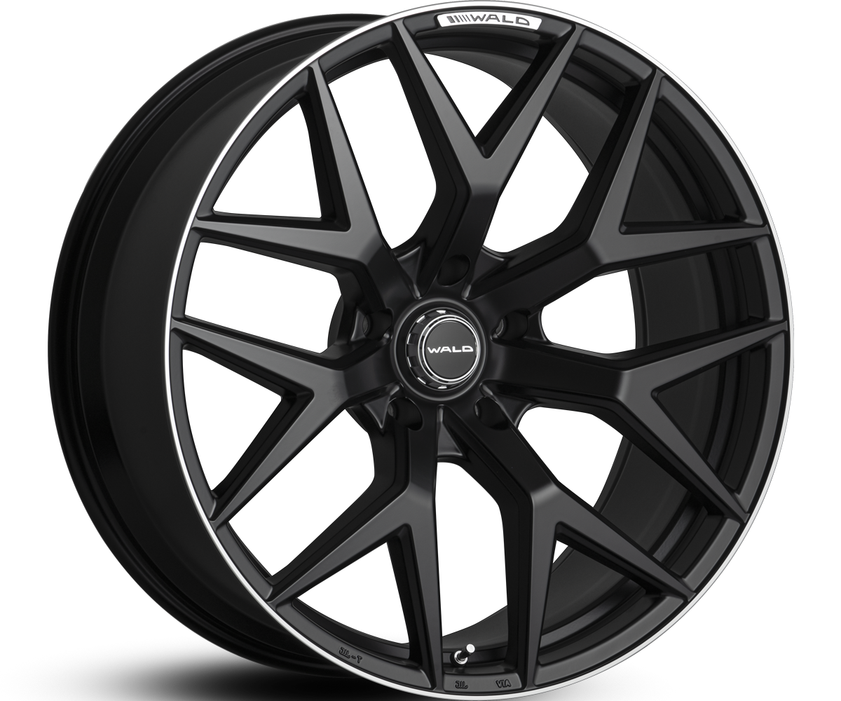 WALD Genuine Line MB001 24 inch Matte Black Polish forged SUV wheel with straight muscular spokes and polished rim edge