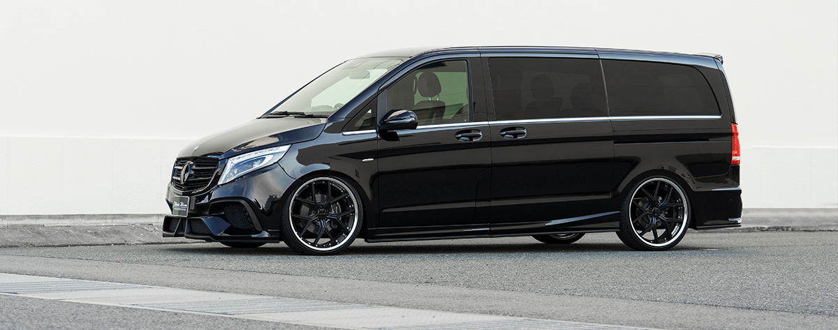 Black Mercedes-Benz V-Class Black Bison on ILLIMA I 12F forged wheels with polished lip