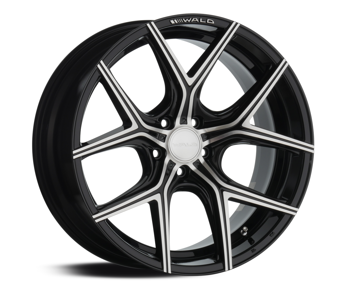 WALD ILLIMA I11C 20 inch 1-piece wheel in Black Polish with the W ARROW logo, studio view