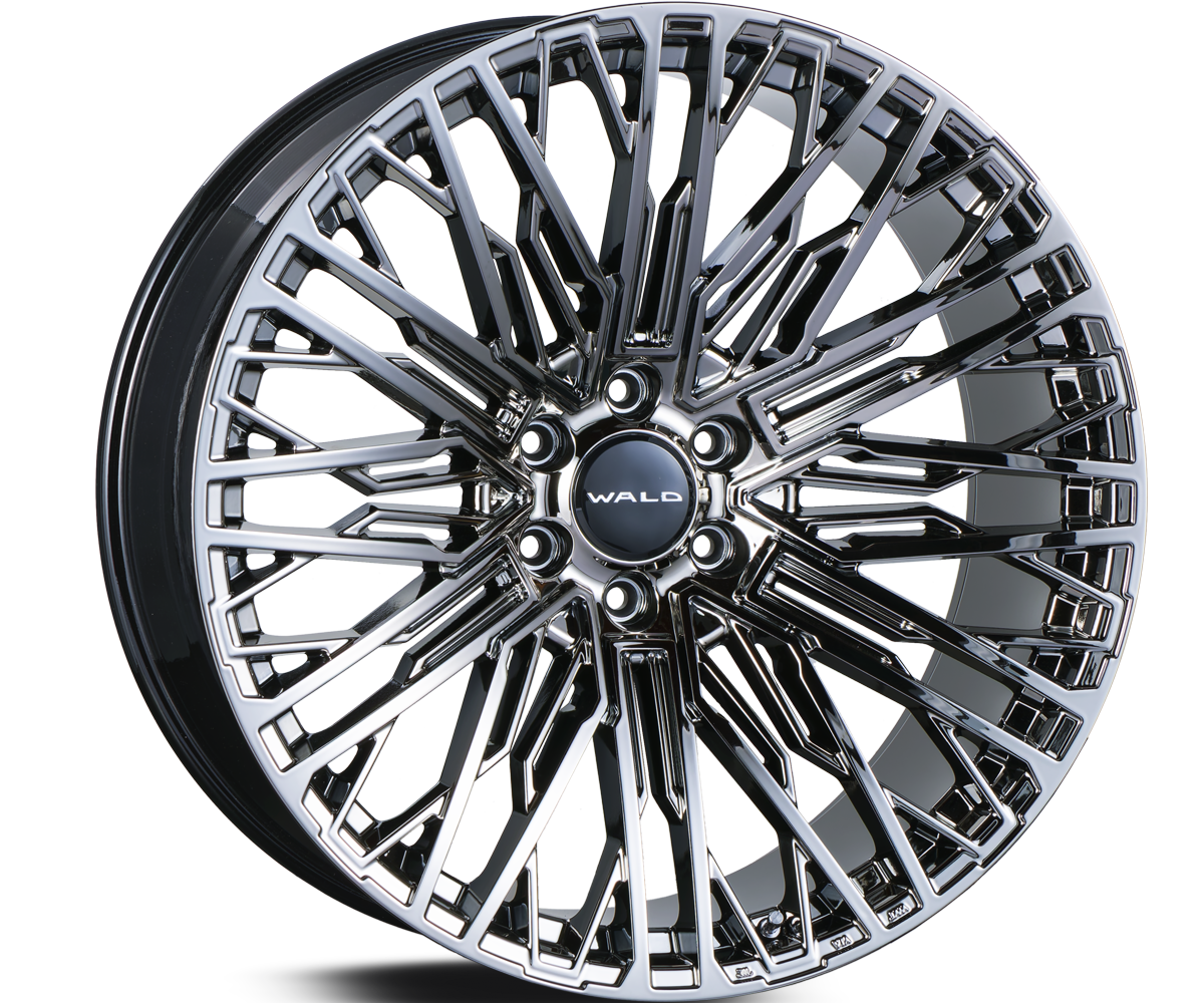WALD Genuine Line BM001 24 inch forged wheel in SBC Super Black Coat finish with geometry spoke design