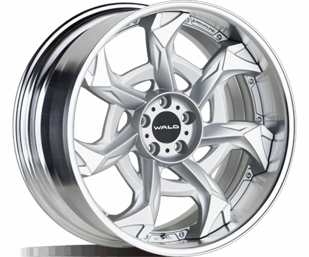 WALD Vorsalino V12C wheel in Matte Silver Polish with Alumite Rim