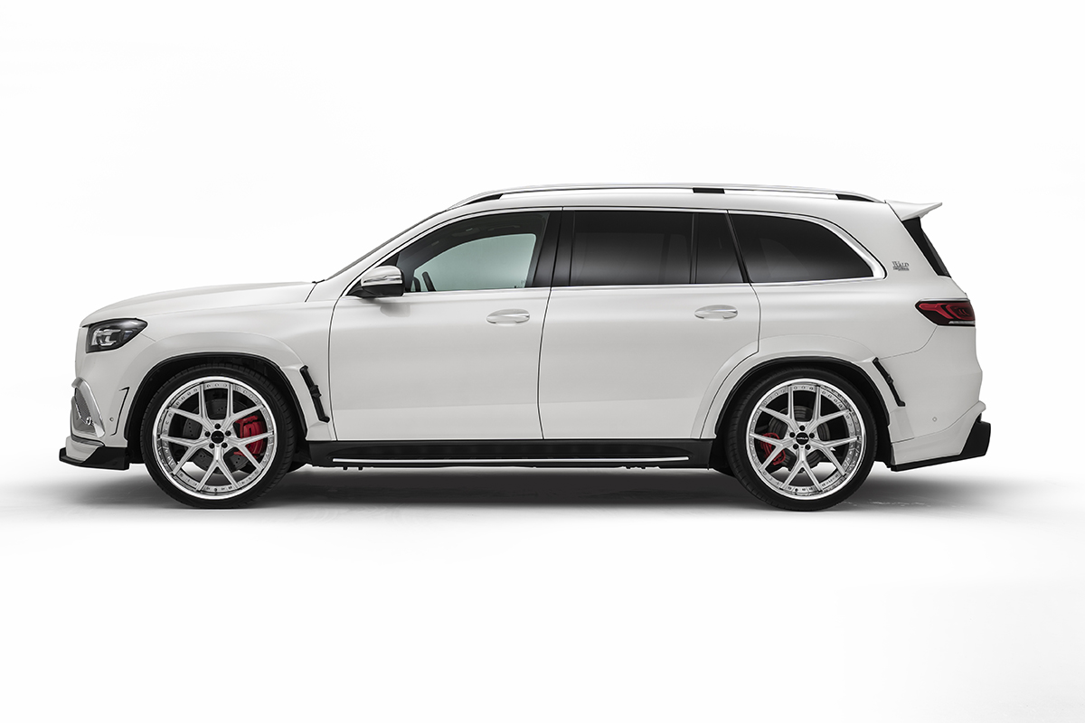 Mercedes GLS-Class X167 WALD Black Bison side profile showing wide arch package and rear wing