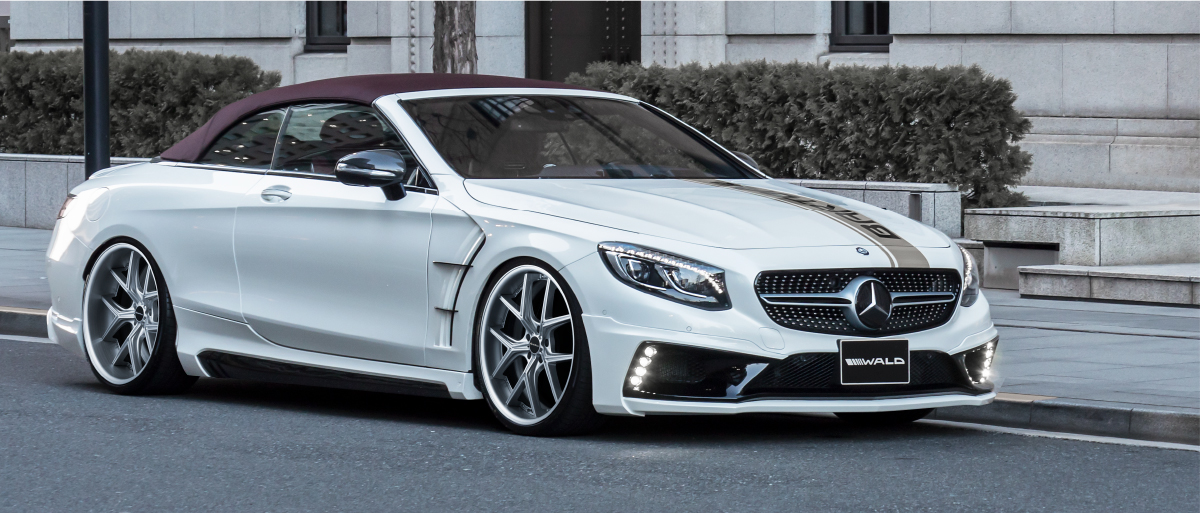 White Mercedes-Benz S-Class Cabriolet with WALD styling on ILLIMA I 12F forged wheels