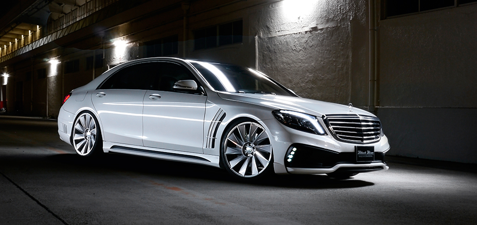 WALD Black Bison Mercedes-Benz S-Class W222 pre-facelift at night with WALD forged wheels
