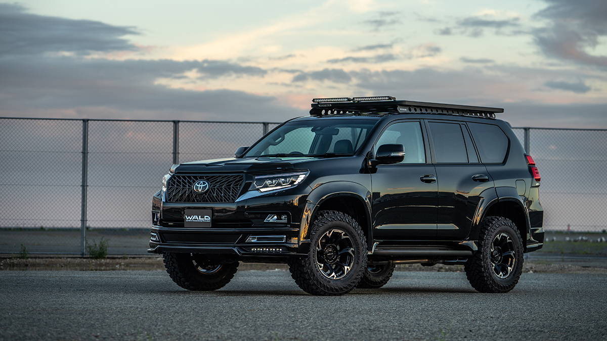 WALD Black Bison Edition Toyota Land Cruiser Prado 150 wide body conversion photographed at dusk
