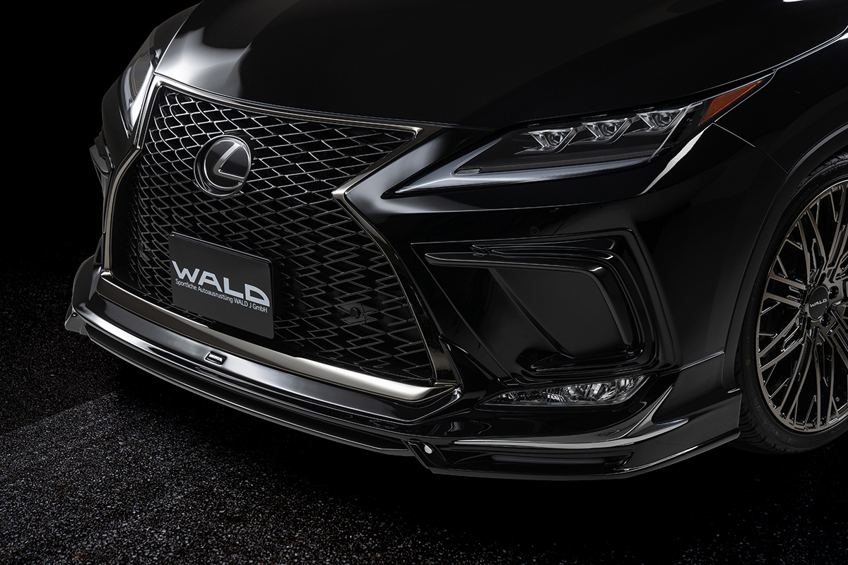 WALD Lexus RX300 front spoiler detail — ABS half type add-on spoiler with chrome-plated garnish