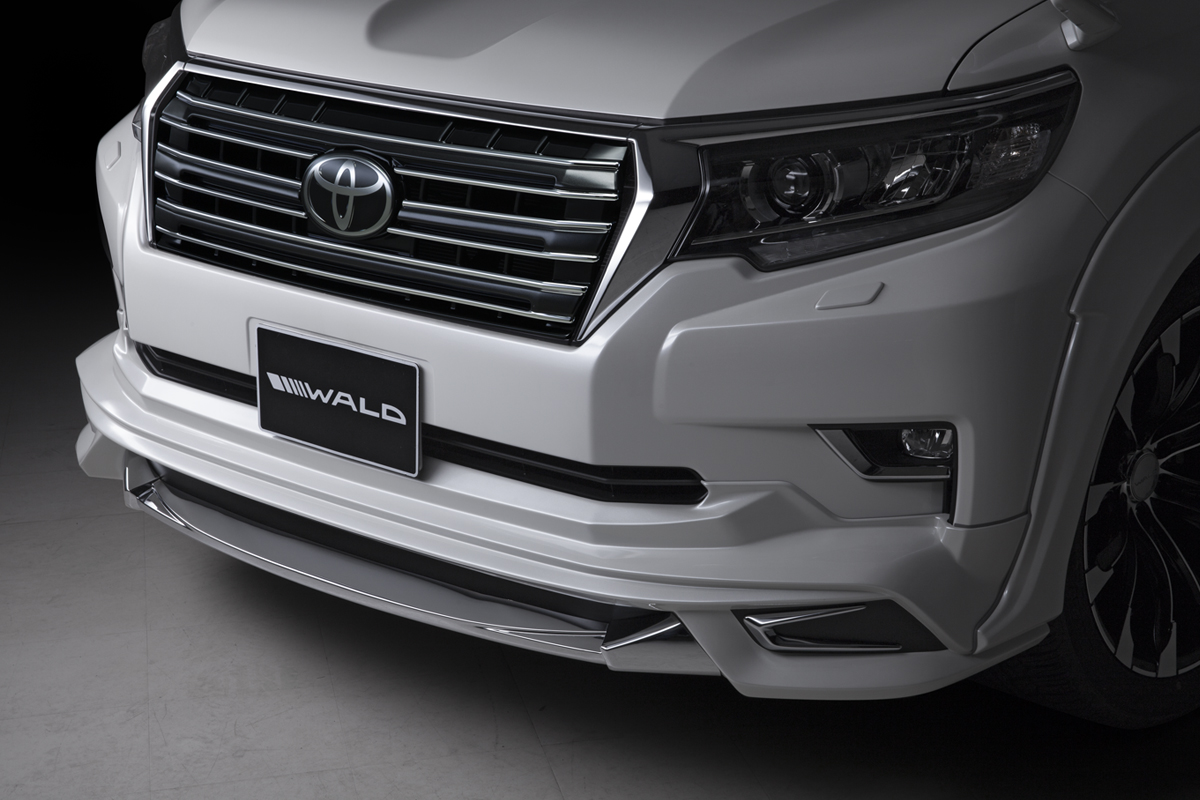 WALD Sports Line Prado 150 front spoiler and grille detail with plated chrome garnish