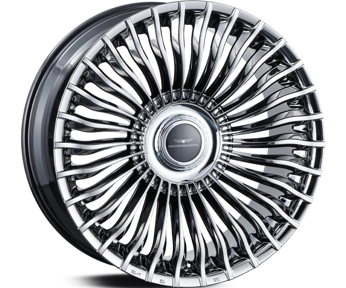 WALD RENOVATIO II R21C 22 inch cast wheel in SBC Super Black Coat lustrous finish, full face studio view