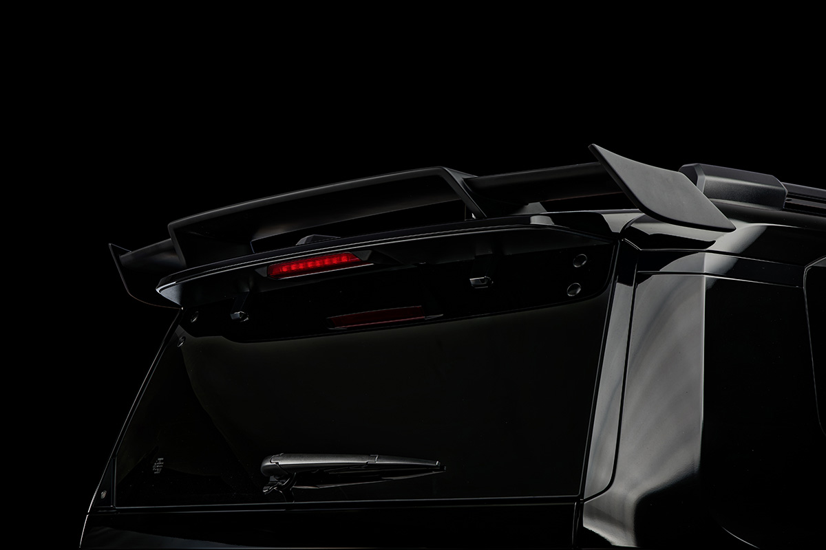 WALD Black Bison Land Cruiser 250 Prado rear roof spoiler with LED high-mount stop lamp