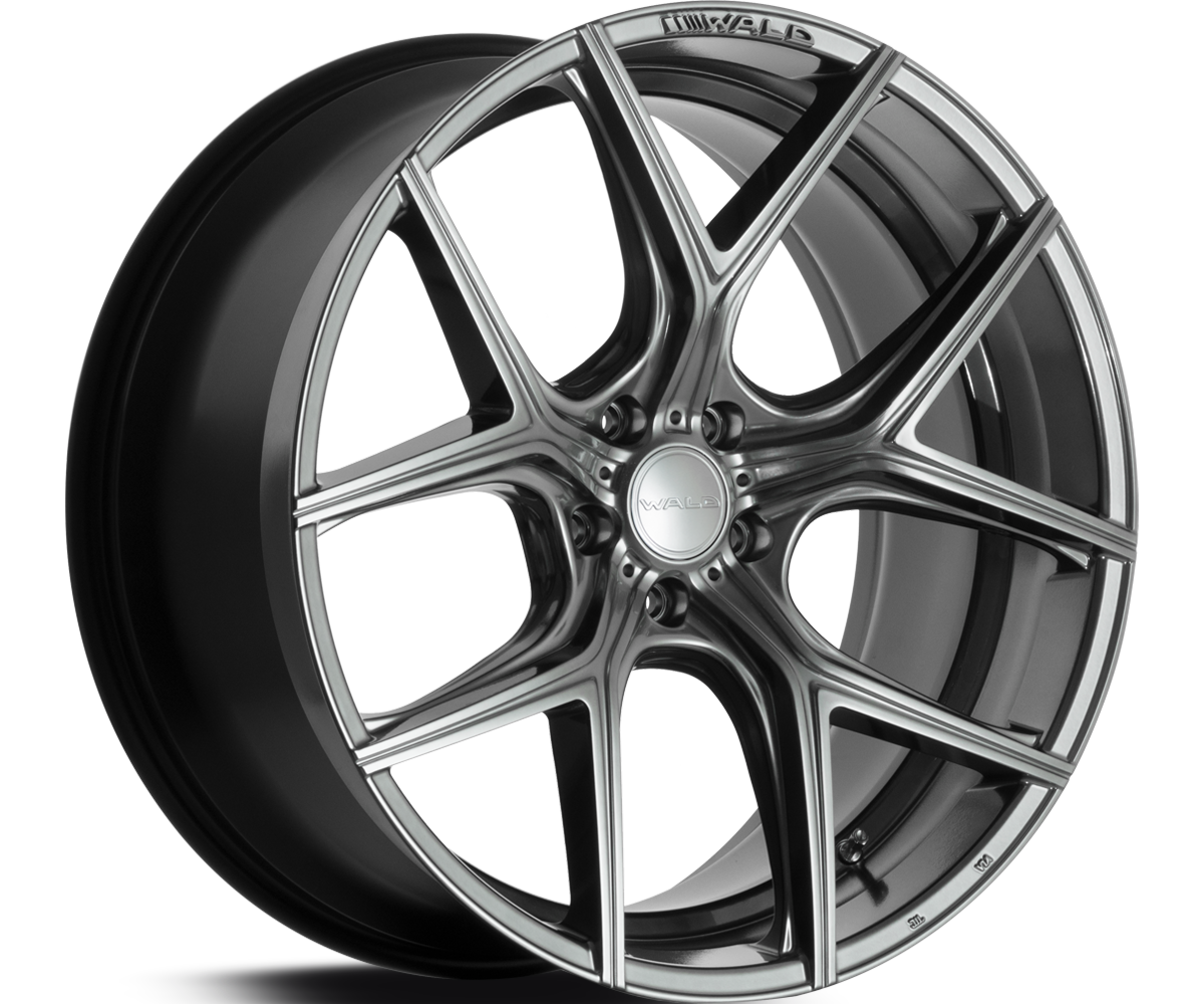 WALD ILLIMA I11C 22 inch 1-piece wheel in Hyper Silver with the W ARROW logo, studio view