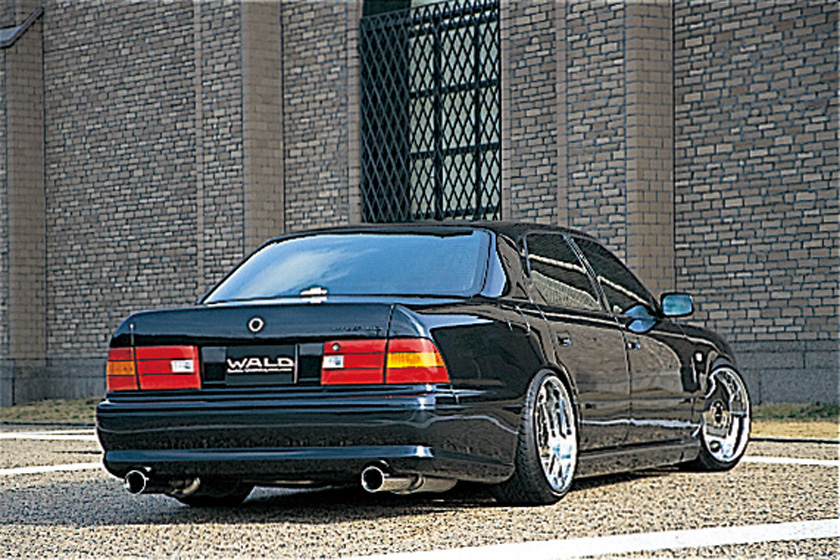 WALD Executive Line V3 Toyota Celsior UCF20/21 — rear three-quarter view with WALD rear skirt, tail lamps and polished exhaust tips