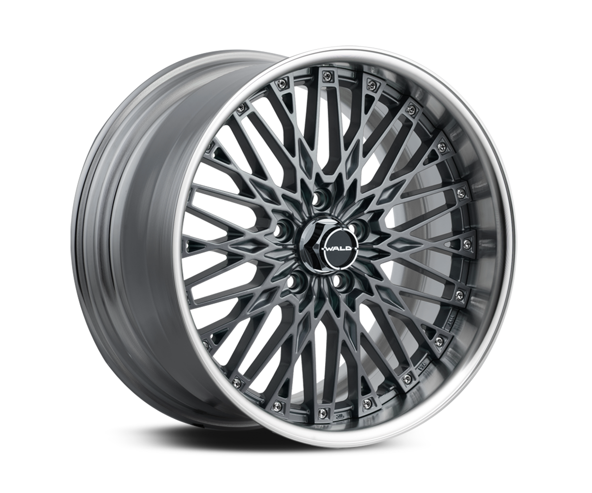 WALD Classic Mesh CM12C 2-piece wheel in Titanium Silver with Cut Alumite Rim