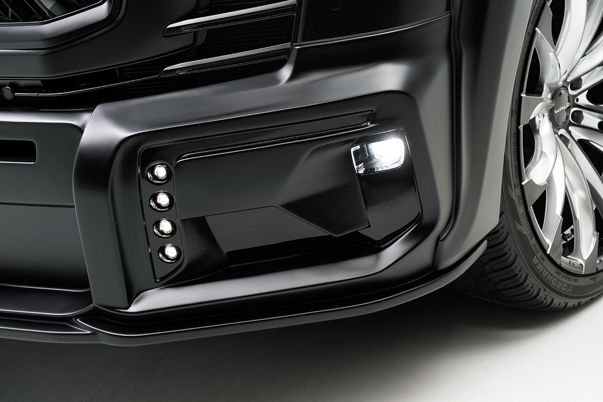 WALD Black Bison Land Cruiser 300 ZX front spoiler LED lamp detail