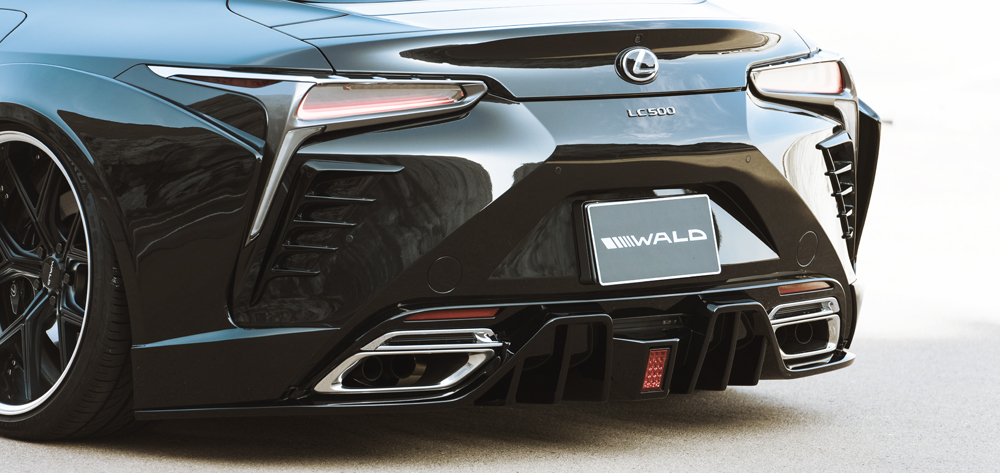 WALD Lexus LC500 rear detail with diffuser, LED lamp and twin oval exhaust tips