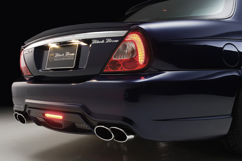 Jaguar XJ X358 WALD body kit — rear bumper spoiler, LED lamp and stainless steel exhaust tips detail
