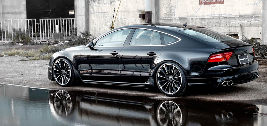 WALD Audi A7 Sportback rear three-quarter — WALD rear bumper spoiler, boot spoiler and twin exhaust tips