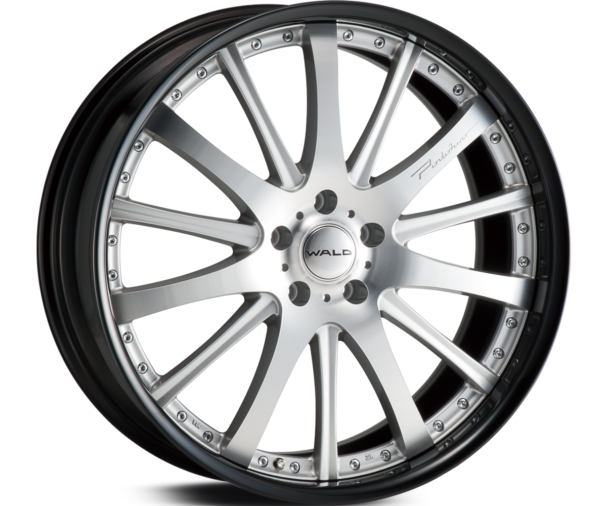 WALD Portofino P12C 2-piece forged wheel in Silver Polish with Black Alumite rim