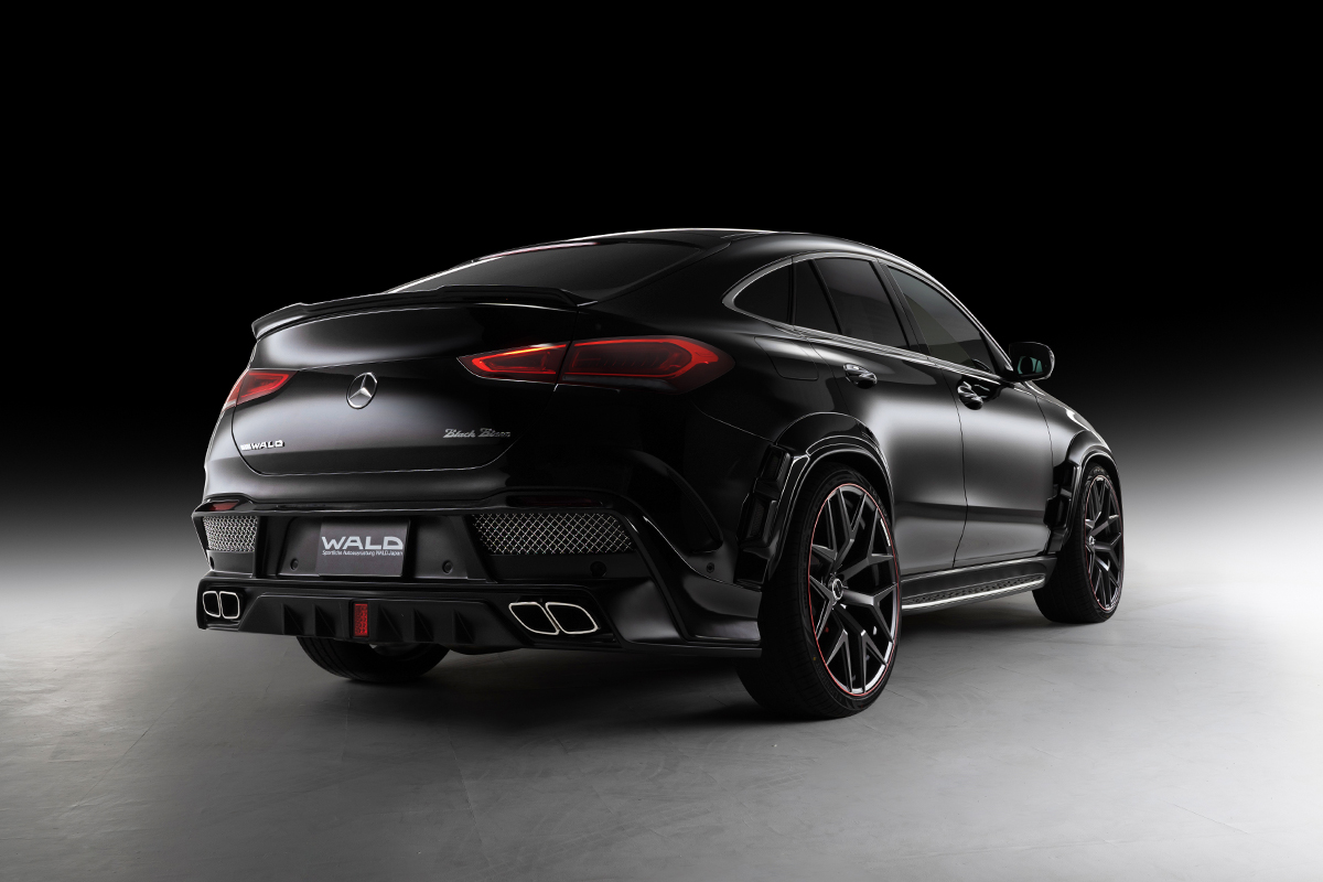 WALD Black Bison GLE Coupe C167 rear three-quarter view with rear skirt, tailgate spoiler and trapezoid-shaped exhaust tips