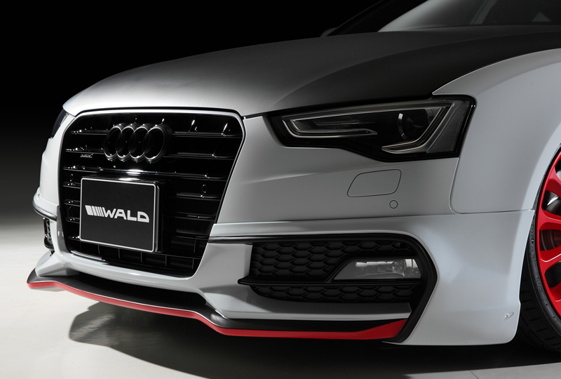 WALD Audi A5 front lip spoiler detail — WALD Sports Line front bumper lip and grille close-up