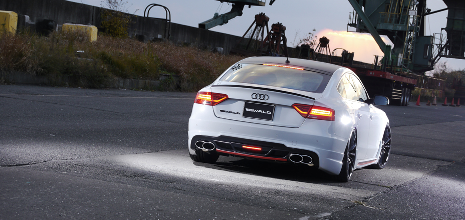 WALD Audi A5 Sportback S Line rear body kit — WALD rear bumper spoiler with LED lamp and twin exhaust tips