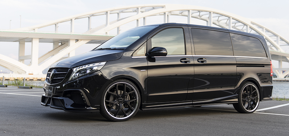 WALD Black Bison Mercedes-Benz V-Class W447 Long on WALD wheels — front three-quarter view
