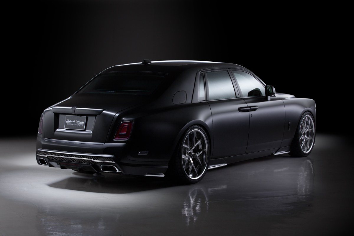 Rolls-Royce Phantom 8 WALD Black Bison Edition — rear three-quarter view with rear skirt spoiler