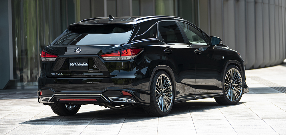 WALD Sports Line Lexus RX300 F SPORT rear view showing WALD boot garnish and rear skirt