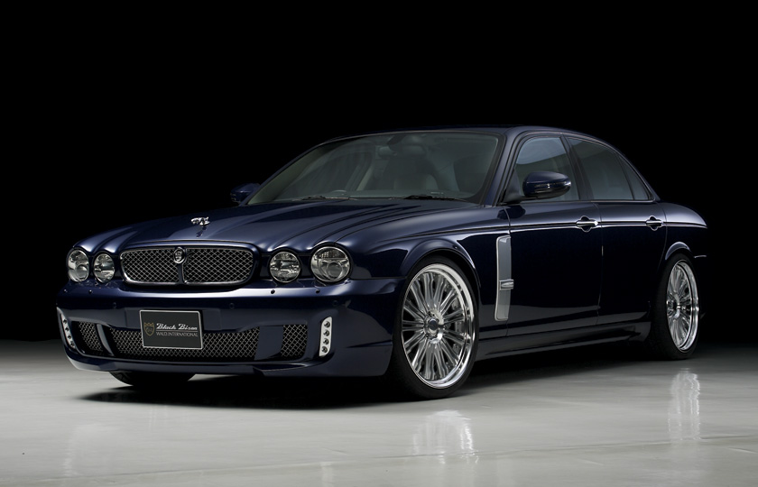WALD Black Bison Jaguar XJ X350 X358 — dark blue Jaguar XJ with WALD front lip spoiler and side skirts