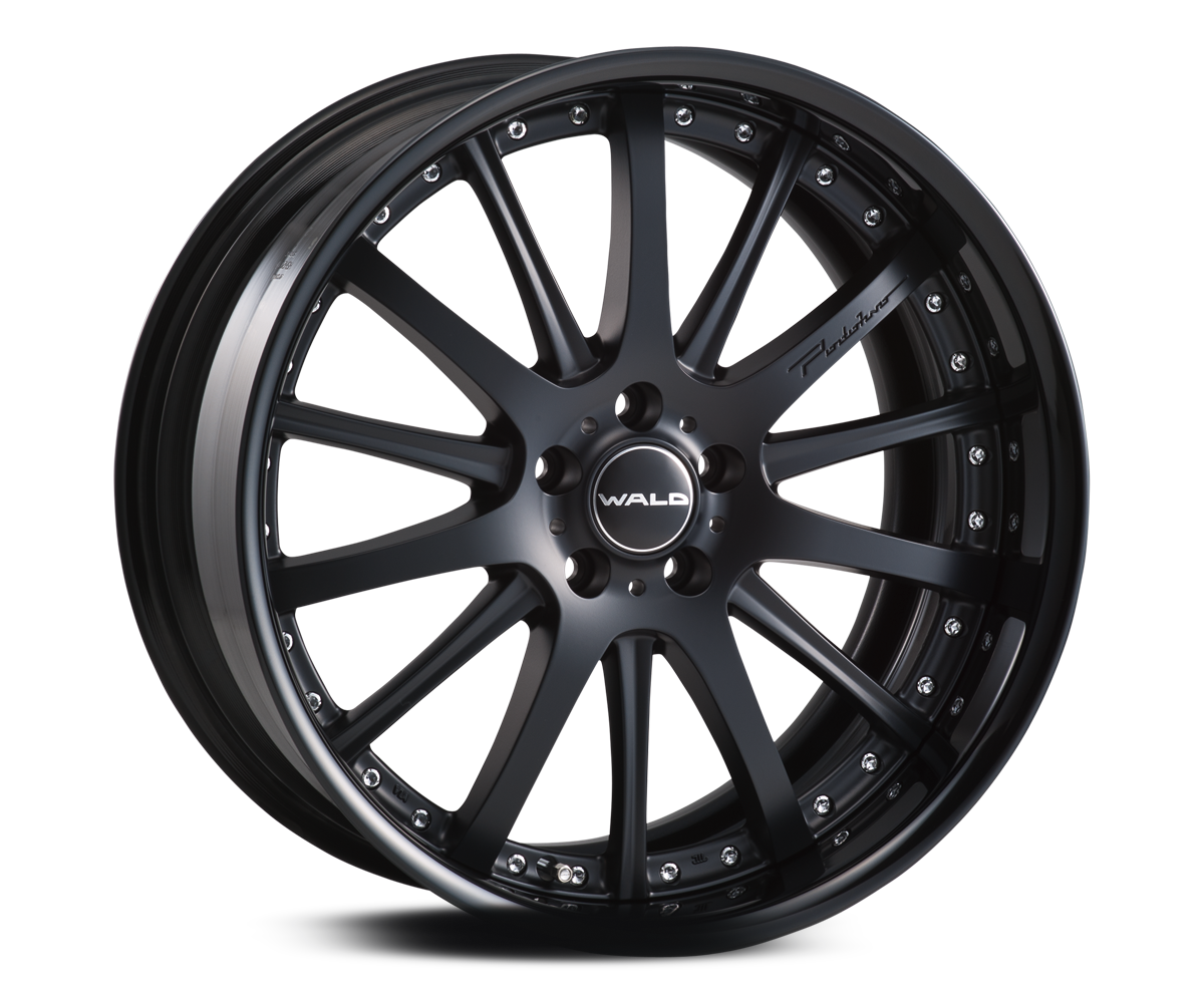 WALD Portofino P12C 2-piece forged wheel in Matte Black with Black Alumite rim