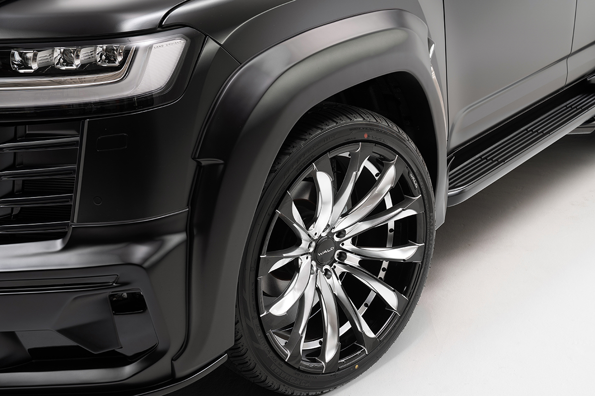 WALD Black Bison Land Cruiser 300 wide arch package and WALD wheel detail