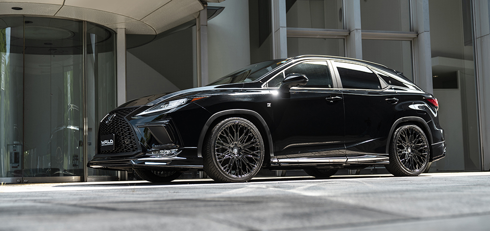 WALD Sports Line Lexus RX300 F SPORT AGL20W front three-quarter view on black multi-spoke wheels