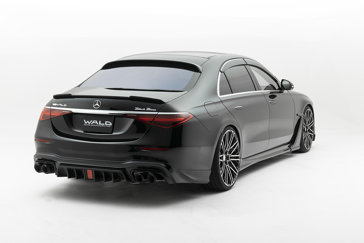 WALD W223 rear skirt and boot spoiler — rear three-quarter view of the Mercedes S-Class W223