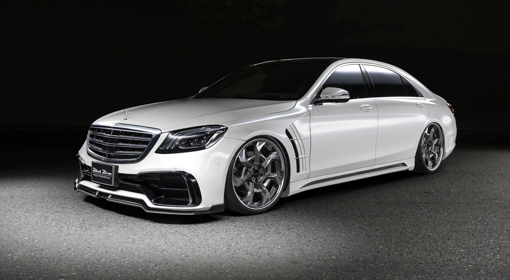 WALD Black Bison Mercedes-Benz S-Class W222 body kit — white S-Class with WALD front bumper spoiler and side skirts