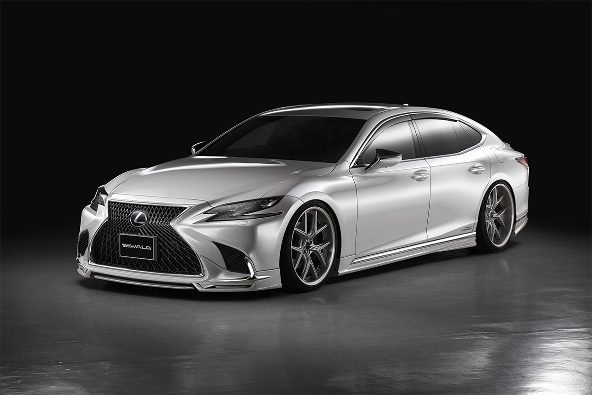 WALD Executive Line Lexus LS500 Executive Version L — white LS500 with WALD front spoiler, side skirts and boot spoiler