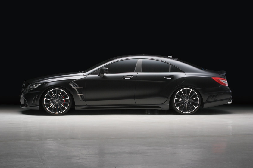 WALD Mercedes-Benz CLS C218 side profile with WALD side skirts and multi-spoke forged wheels