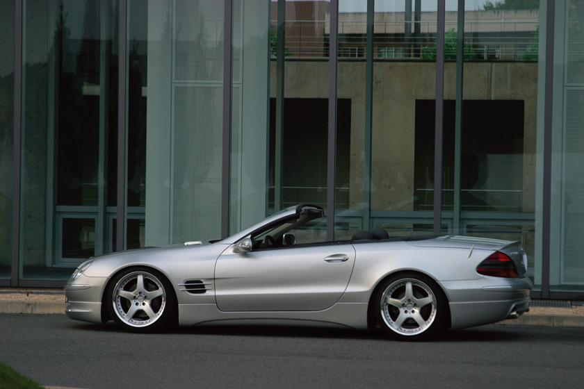 WALD Mercedes SL R230 full side profile with Executive Line side skirts and WALD wheels