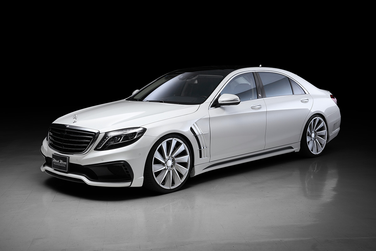 WALD Black Bison Mercedes-Benz S-Class W222 pre-facelift — white S-Class with WALD front bumper spoiler and side skirts