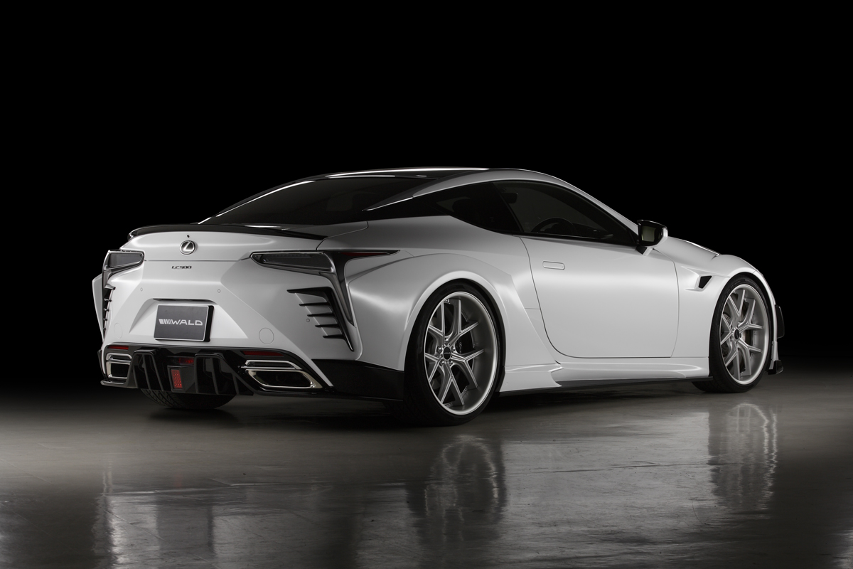 WALD Lexus LC500 Sports Line rear three-quarter view with WALD rear diffuser and boot spoiler