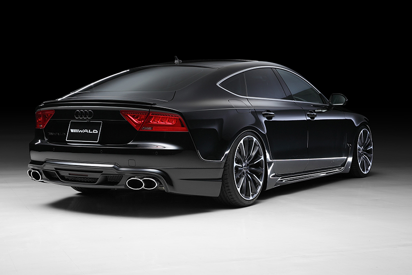 WALD Audi A7 Sportback studio rear three-quarter — WALD rear bumper skirt with quad exhaust tips